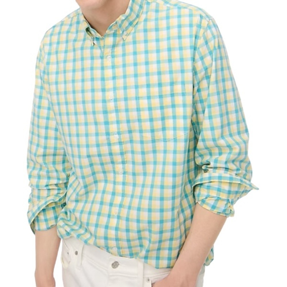 J. Crew Factory NWT Flex Washed Gingham Casual Button Down Shirt XXL Slim Fit